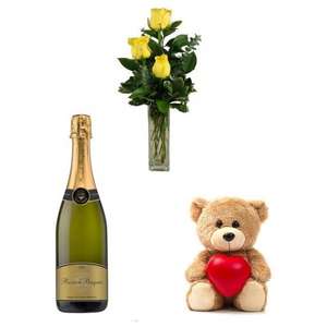 Producto https://vanityflor.es/packs-con-rosas/368-3-rosas-amarillas-con-cava-y-osito-de-peluche.html
